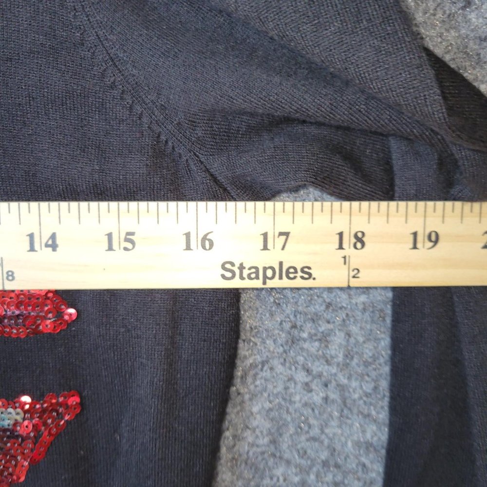 INC Lipstick Sequins Black Crew Neck Sweater Women Size Small - Picture 6 of 8